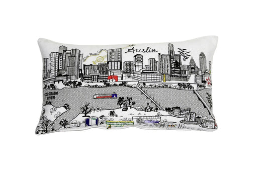 25" White Austin Daylight Skyline Lumbar Decorative Pillow FurniFindUSA