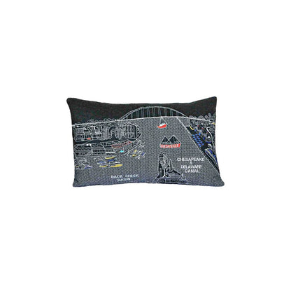 14" X 24" Dark Gray And White Chesapeake Nighttime Skyline Lumbar Decorative Pillow HomeRoots