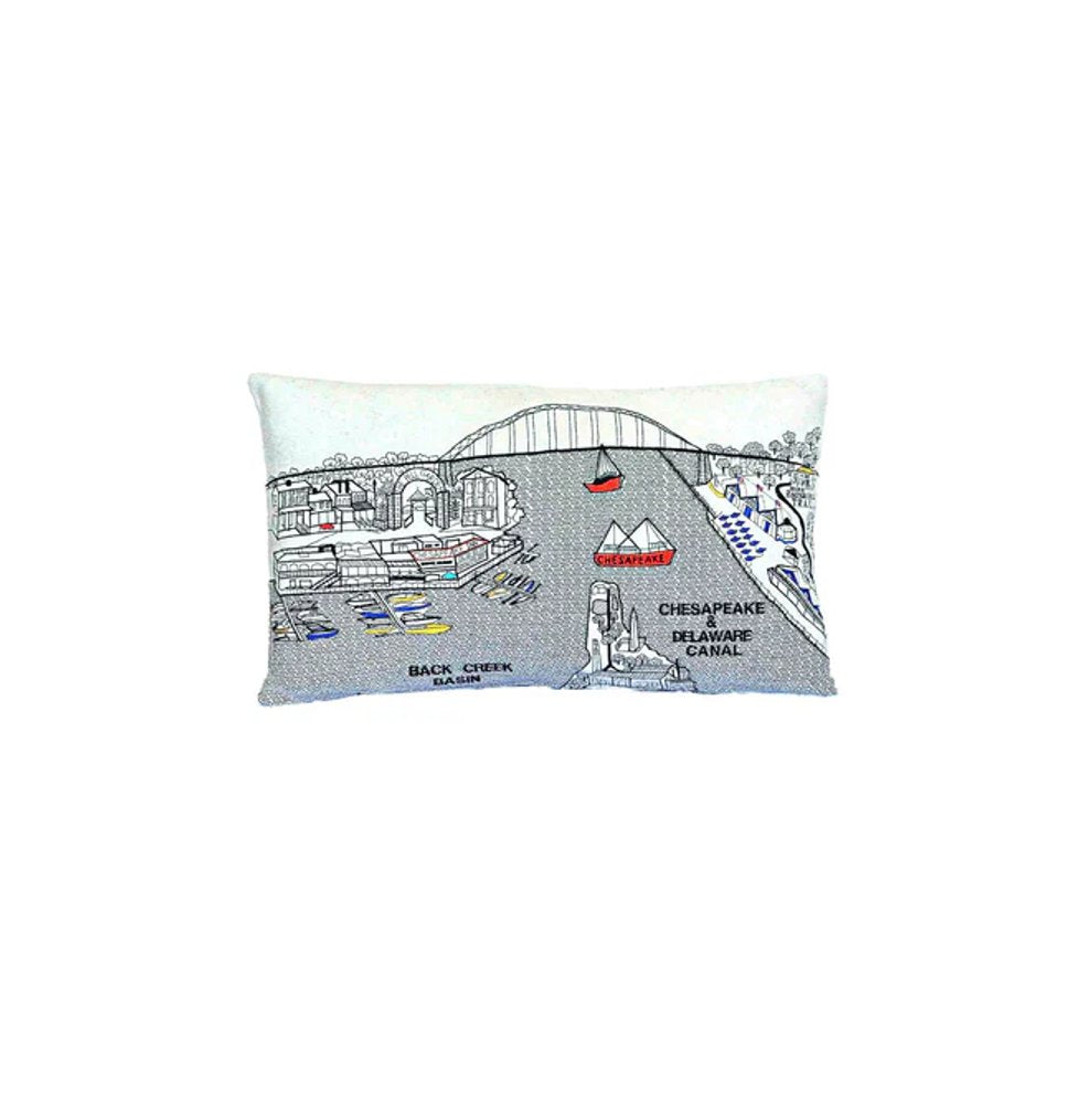 14" X 24" Dark Gray And White Chesapeake Nighttime Skyline Lumbar Decorative Pillow — view 5