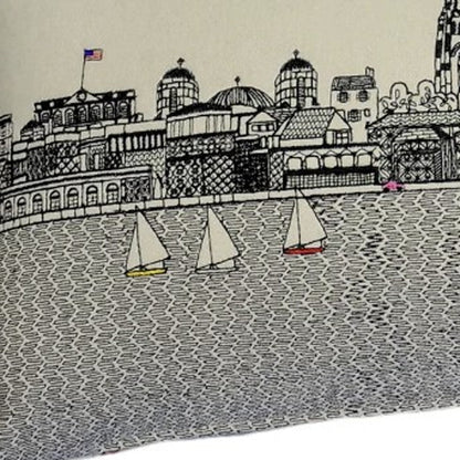 25" White Charleston Daylight Skyline Lumbar Decorative Pillow FurniFindUSA
