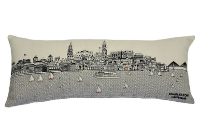25" White Charleston Daylight Skyline Lumbar Decorative Pillow FurniFindUSA
