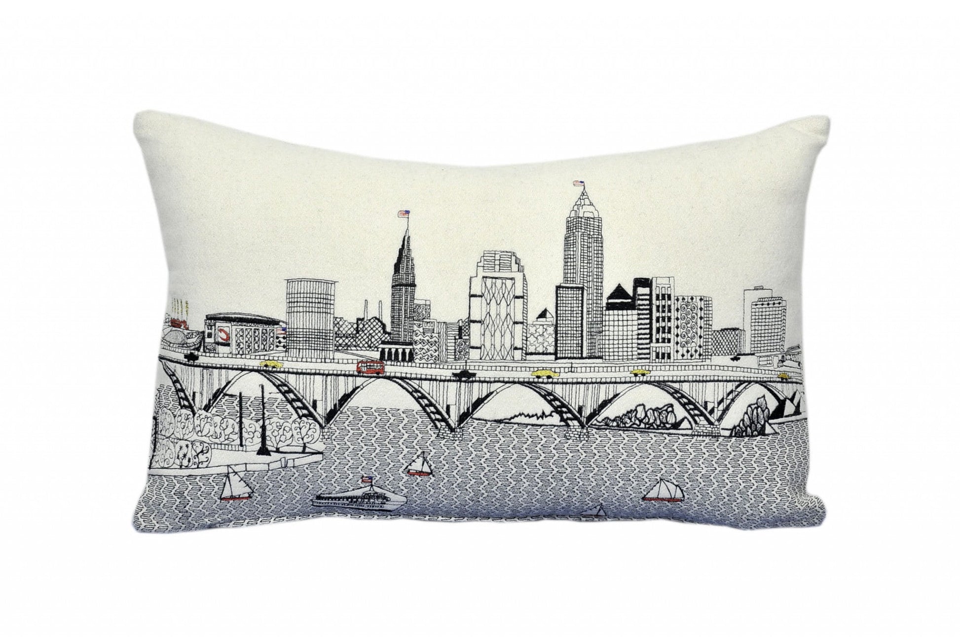 25" White Cleveland Daylight Skyline Lumbar Decorative Pillow FurniFindUSA