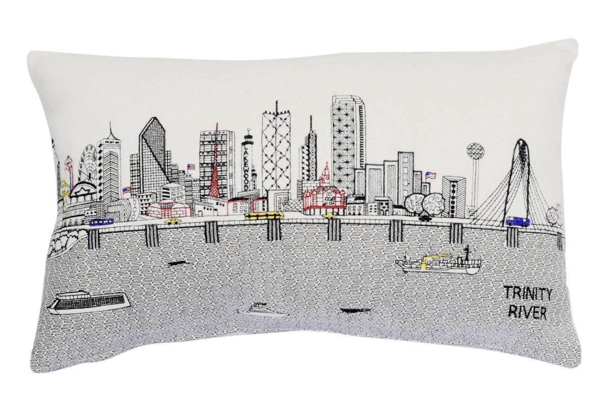 25" White Dallas Daylight Skyline Lumbar Decorative Pillow FurniFindUSA