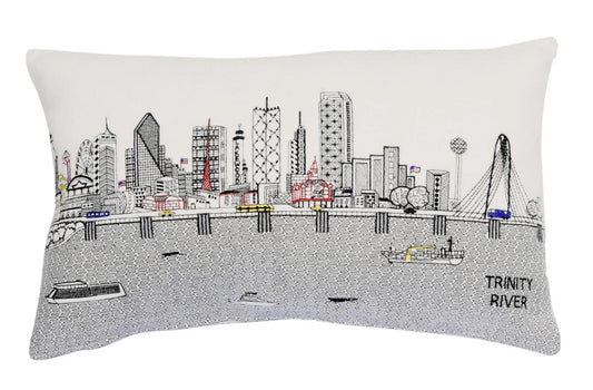 25" White Dallas Daylight Skyline Lumbar Decorative Pillow FurniFindUSA