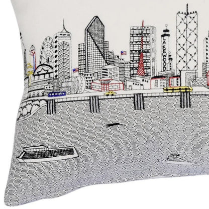 25" White Dallas Daylight Skyline Lumbar Decorative Pillow FurniFindUSA