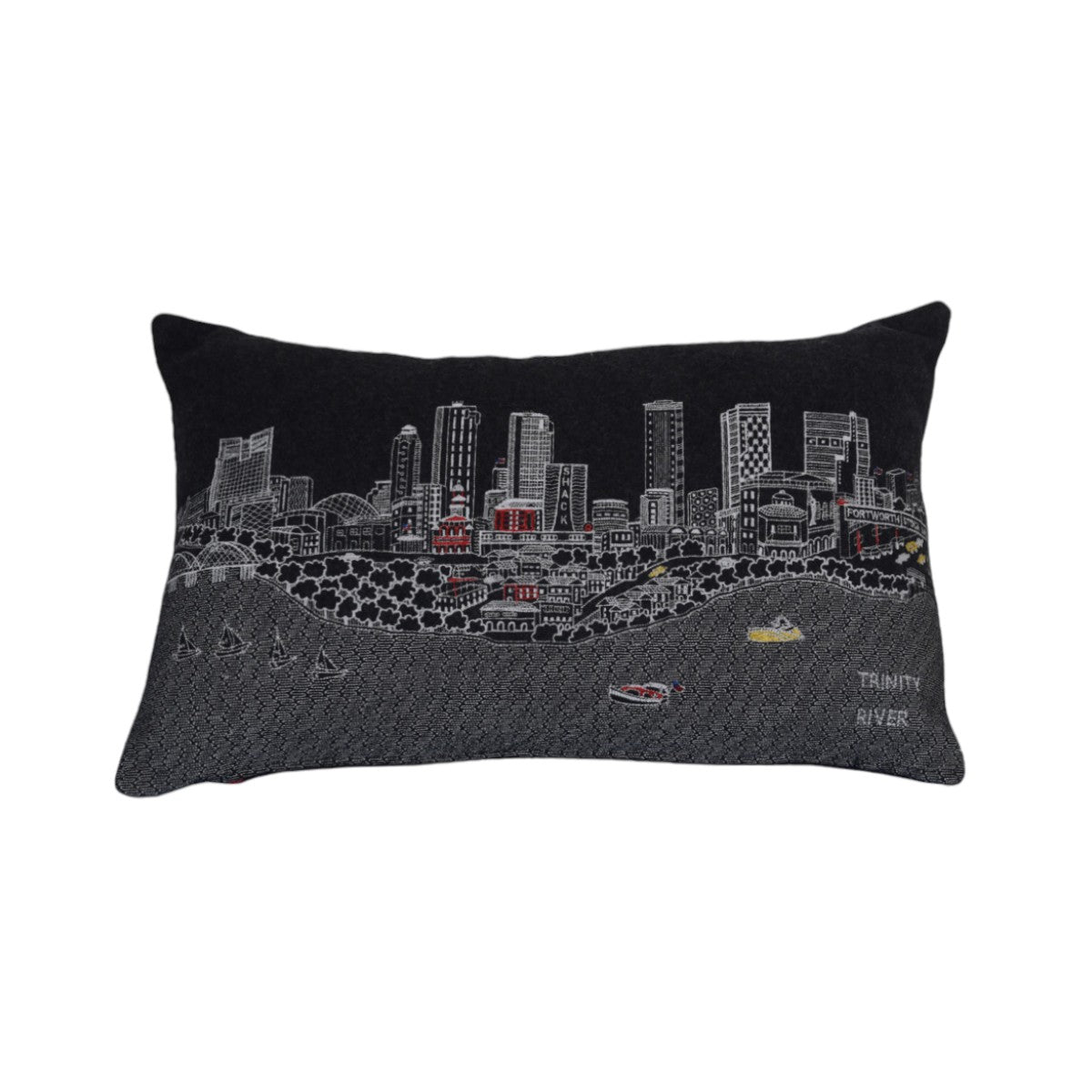 14" X 24" Black and White Hometown Pride Wool Lumbar Throw Pillow FurniFindUSA