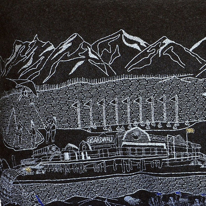 14" X 24" Dark Gray And White Homer Spit Nighttime Skyline Lumbar Decorative Pillow HomeRoots