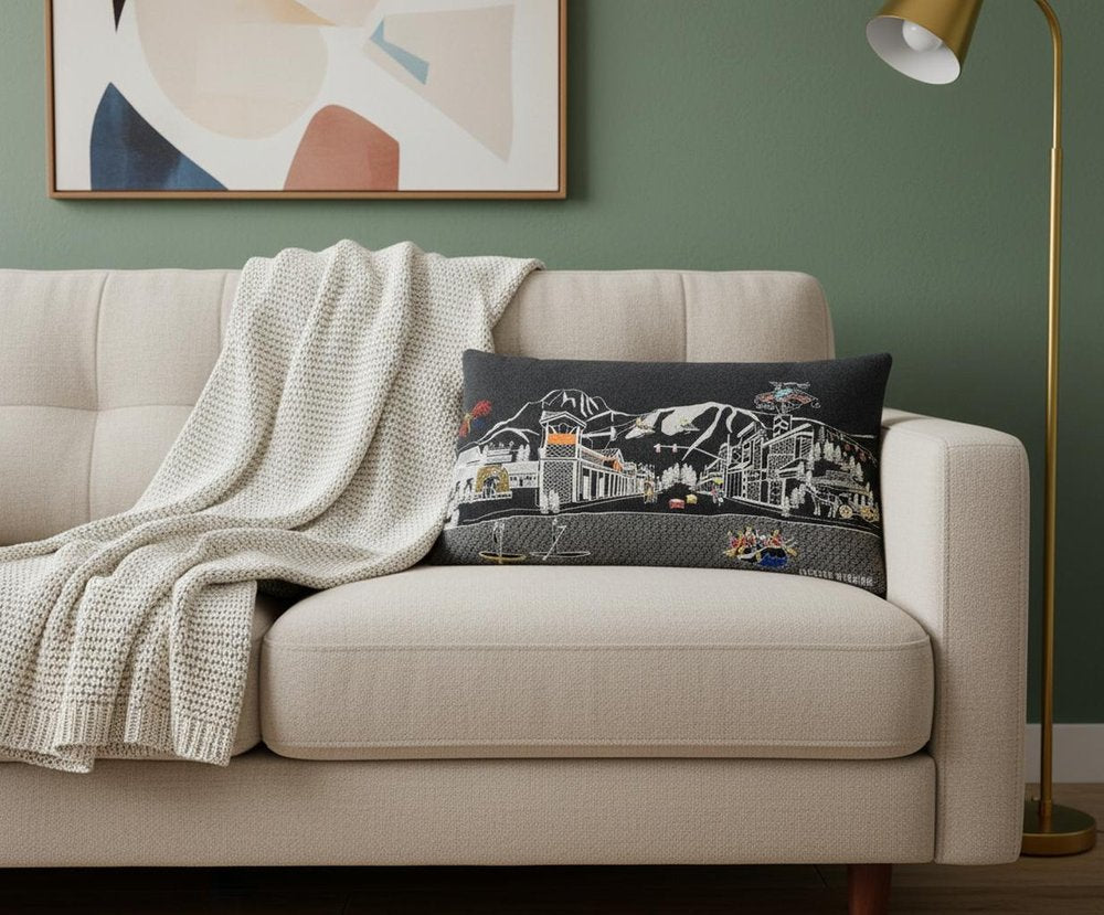 Dark Gray And White Jackson Nighttime Skyline Lumbar Decorative Pillow — view 1