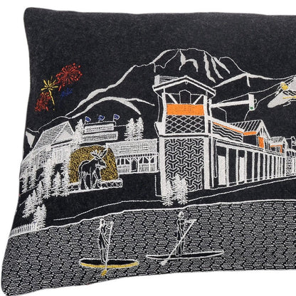 Dark Gray And White Jackson Nighttime Skyline Lumbar Decorative Pillow HomeRoots