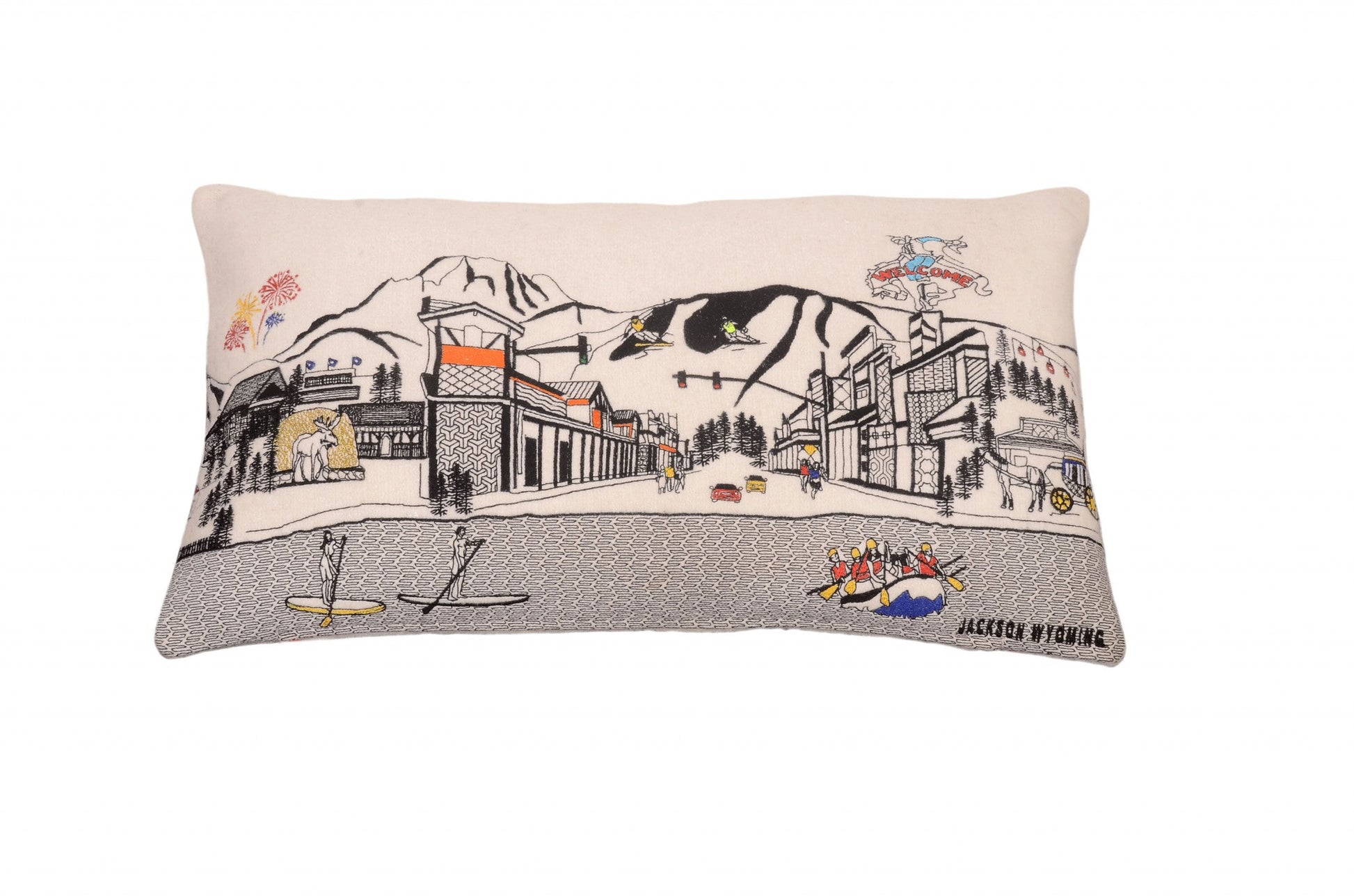 25" White Jackson Daylight Skyline Lumbar Decorative Pillow FurniFindUSA