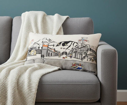 Dark Gray And White Jackson Nighttime Skyline Lumbar Decorative Pillow HomeRoots