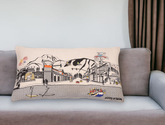 25" White Jackson Daylight Skyline Lumbar Decorative Pillow FurniFindUSA