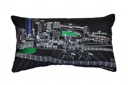 25" Black Lexington Nighttime Skyline Lumbar Decorative Pillow FurniFindUSA