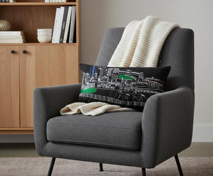 14" X 24" Dark Gray And White Lexington Nighttime Skyline Lumbar Decorative Pillow HomeRoots