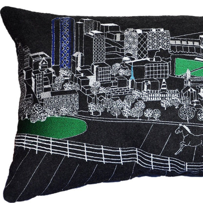 14" X 24" Dark Gray And White Lexington Nighttime Skyline Lumbar Decorative Pillow HomeRoots