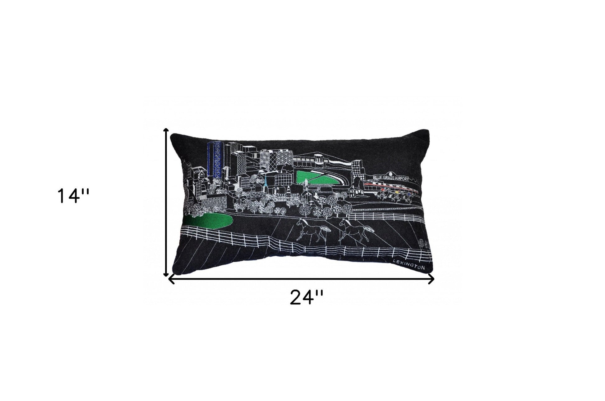25" Black Lexington Nighttime Skyline Lumbar Decorative Pillow FurniFindUSA