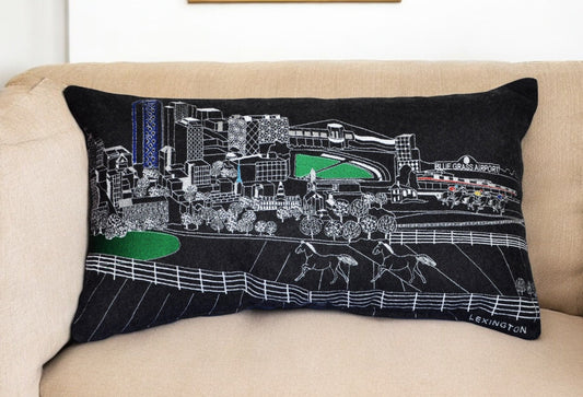 25" Black Lexington Nighttime Skyline Lumbar Decorative Pillow FurniFindUSA