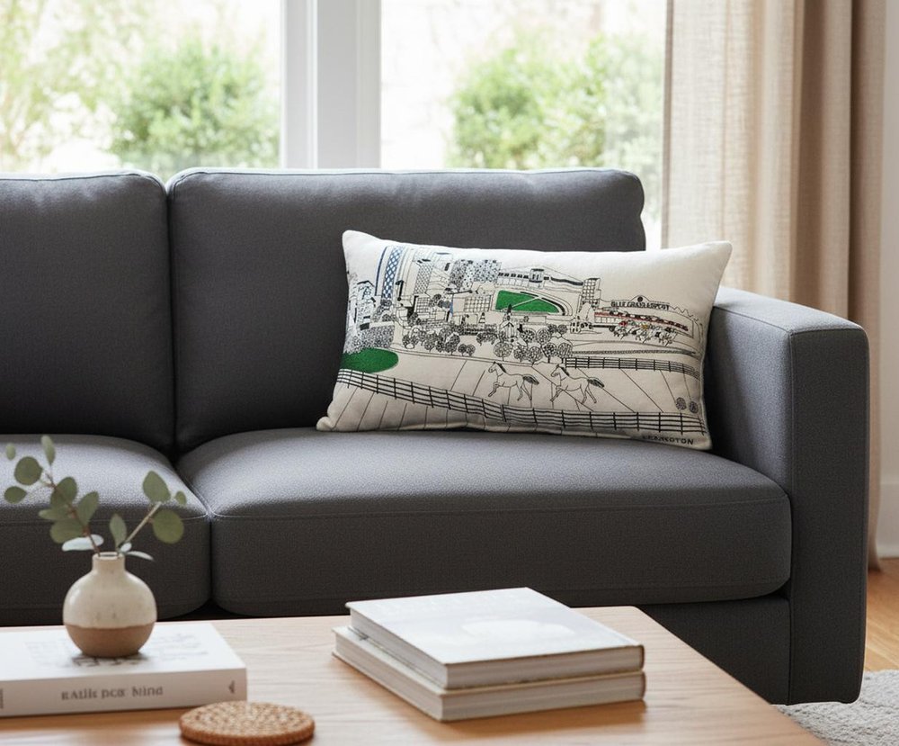 14" X 24" Dark Gray And White Lexington Nighttime Skyline Lumbar Decorative Pillow HomeRoots