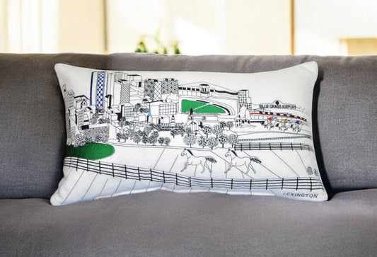 25" White Lexington Daylight Skyline Lumbar Decorative Pillow FurniFindUSA