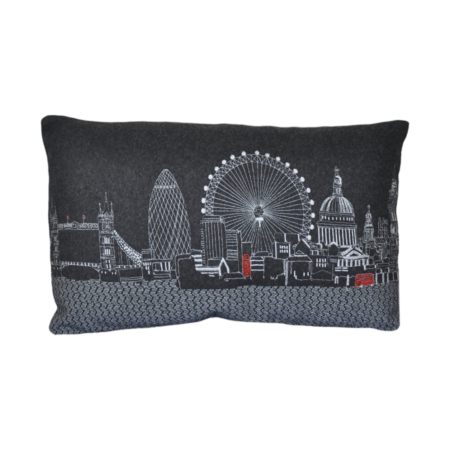 25" Black London Nighttime Skyline Lumbar Decorative Pillow FurniFindUSA