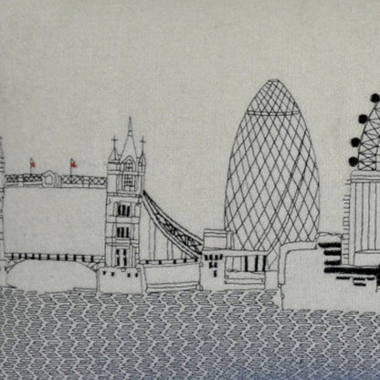 14" X 24" Dark Gray And White London Nighttime Skyline Lumbar Decorative Pillow HomeRoots