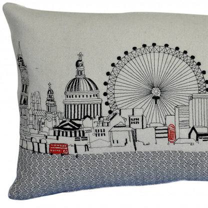 25" White London Daylight Skyline Lumbar Decorative Pillow FurniFindUSA