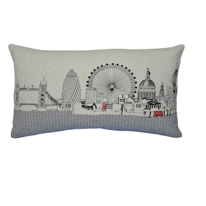 25" White London Daylight Skyline Lumbar Decorative Pillow FurniFindUSA