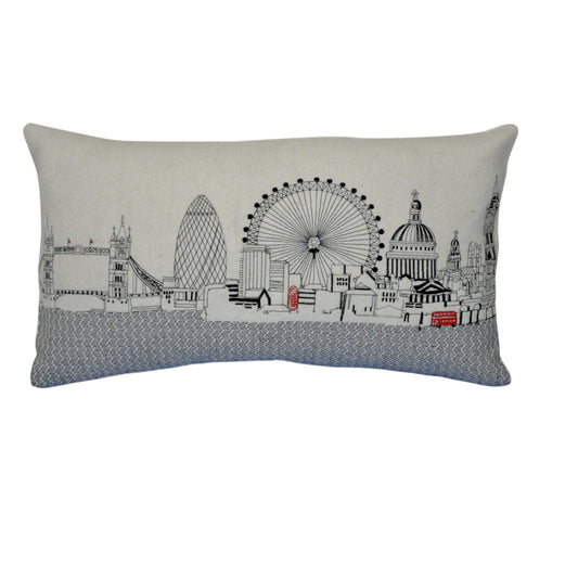 25" White London Daylight Skyline Lumbar Decorative Pillow FurniFindUSA