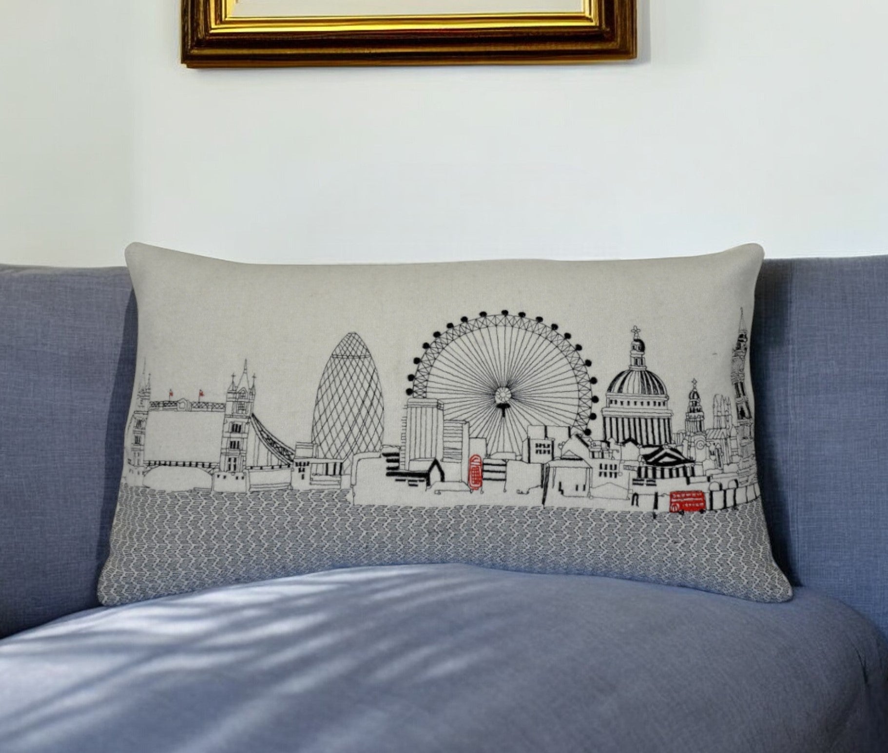 25" White London Daylight Skyline Lumbar Decorative Pillow FurniFindUSA