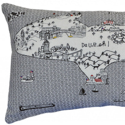 25" White Michigan Upper Peninsula Daylight Skyline Lumbar Decorative Pillow FurniFindUSA