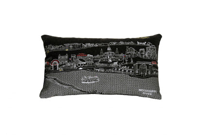 25" Black New Orleans Nighttime Skyline Lumbar Decorative Pillow FurniFindUSA