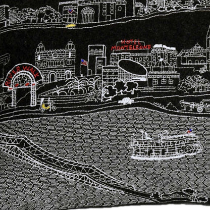 25" Black New Orleans Nighttime Skyline Lumbar Decorative Pillow FurniFindUSA