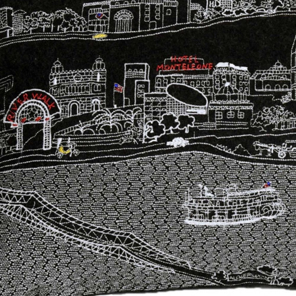 14" X 24" Dark Gray And White New Orleans Nighttime Skyline Lumbar Decorative Pillow HomeRoots