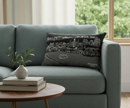 14" X 24" Dark Gray And White New Orleans Nighttime Skyline Lumbar Decorative Pillow HomeRoots