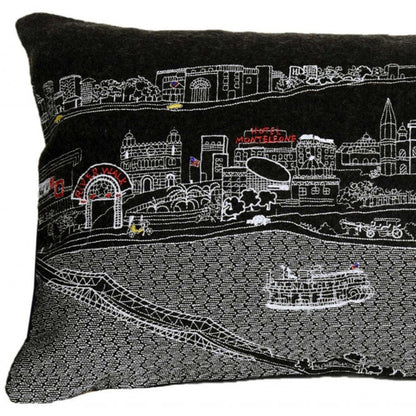 14" X 24" Dark Gray And White New Orleans Nighttime Skyline Lumbar Decorative Pillow HomeRoots