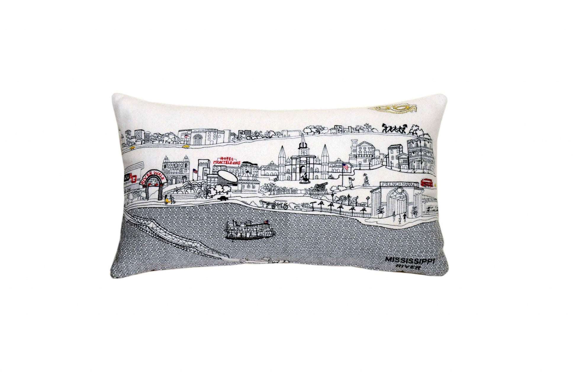 25" White New Orleans Daylight Skyline Lumbar Decorative Pillow FurniFindUSA