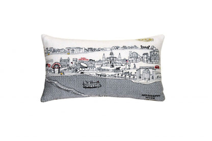 14" X 24" Dark Gray And White New Orleans Nighttime Skyline Lumbar Decorative Pillow HomeRoots