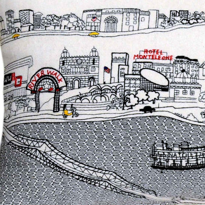 14" X 24" Dark Gray And White New Orleans Nighttime Skyline Lumbar Decorative Pillow HomeRoots