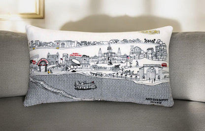 25" White New Orleans Daylight Skyline Lumbar Decorative Pillow FurniFindUSA