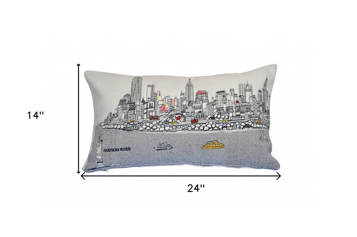 25" White NYC Daylight Skyline Lumbar Decorative Pillow FurniFindUSA