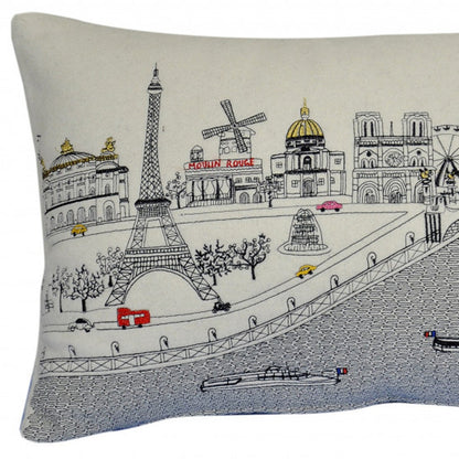 25" White Paris Daylight Skyline Lumbar Decorative Pillow FurniFindUSA