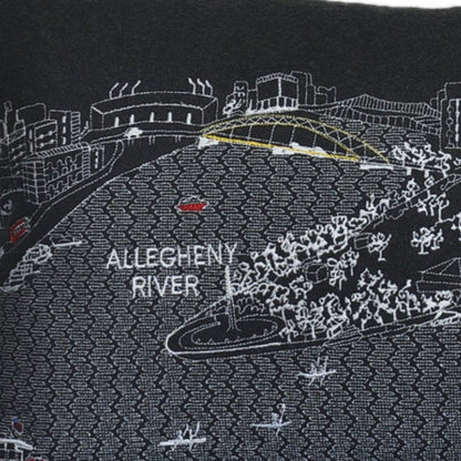 14" X 24" Dark Gray And White Pittsburgh Nighttime Skyline Lumbar Decorative Pillow HomeRoots