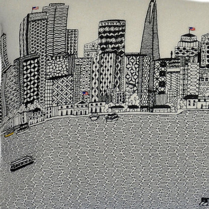 25" White San Francisco Daylight Skyline Lumbar Decorative Pillow FurniFindUSA