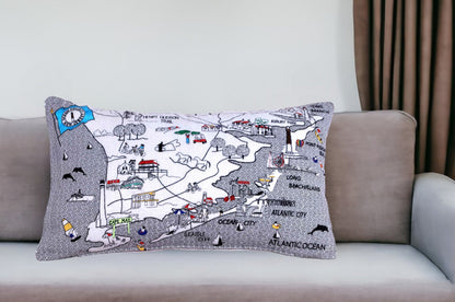 25" White Jersey Shore Daylight Skyline Lumbar Decorative Pillow FurniFindUSA