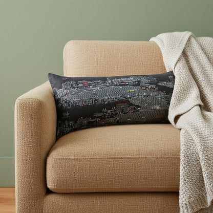 14" X 35" Dark Gray And White Amsterdam Nighttime Skyline Lumbar Decorative Pillow HomeRoots