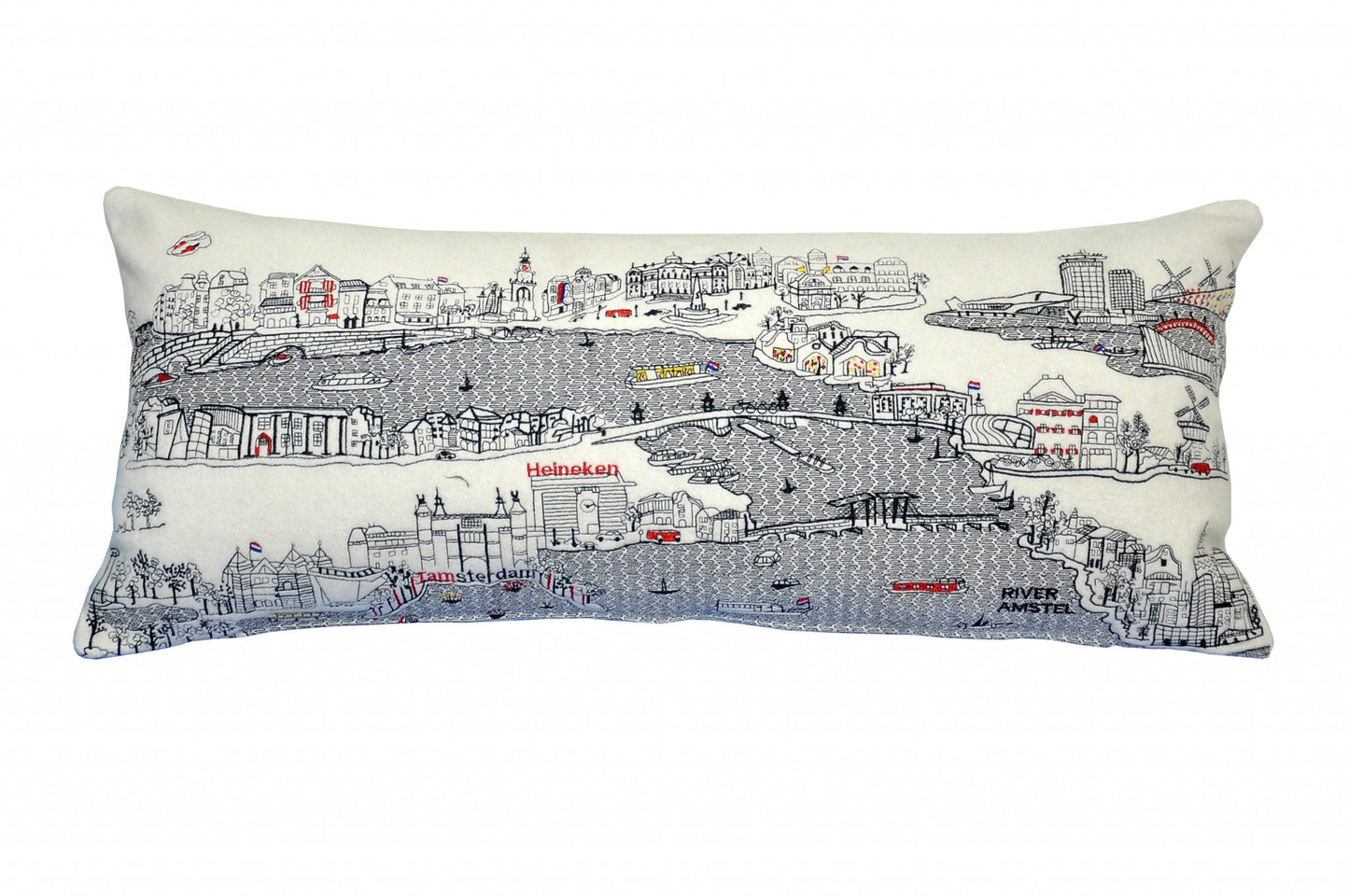 35" White Amsterdam Daylight Skyline Lumbar Decorative Pillow FurniFindUSA