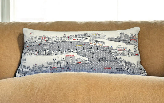 35" White Amsterdam Daylight Skyline Lumbar Decorative Pillow FurniFindUSA