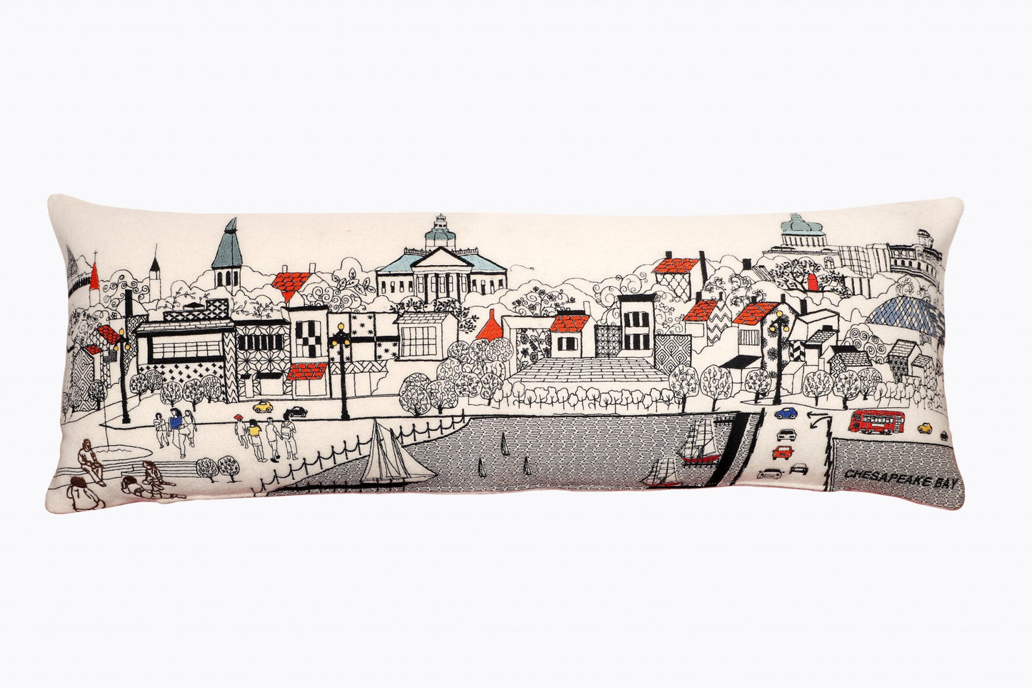 35" White Annapolis Daylight Skyline Lumbar Decorative Pillow FurniFindUSA