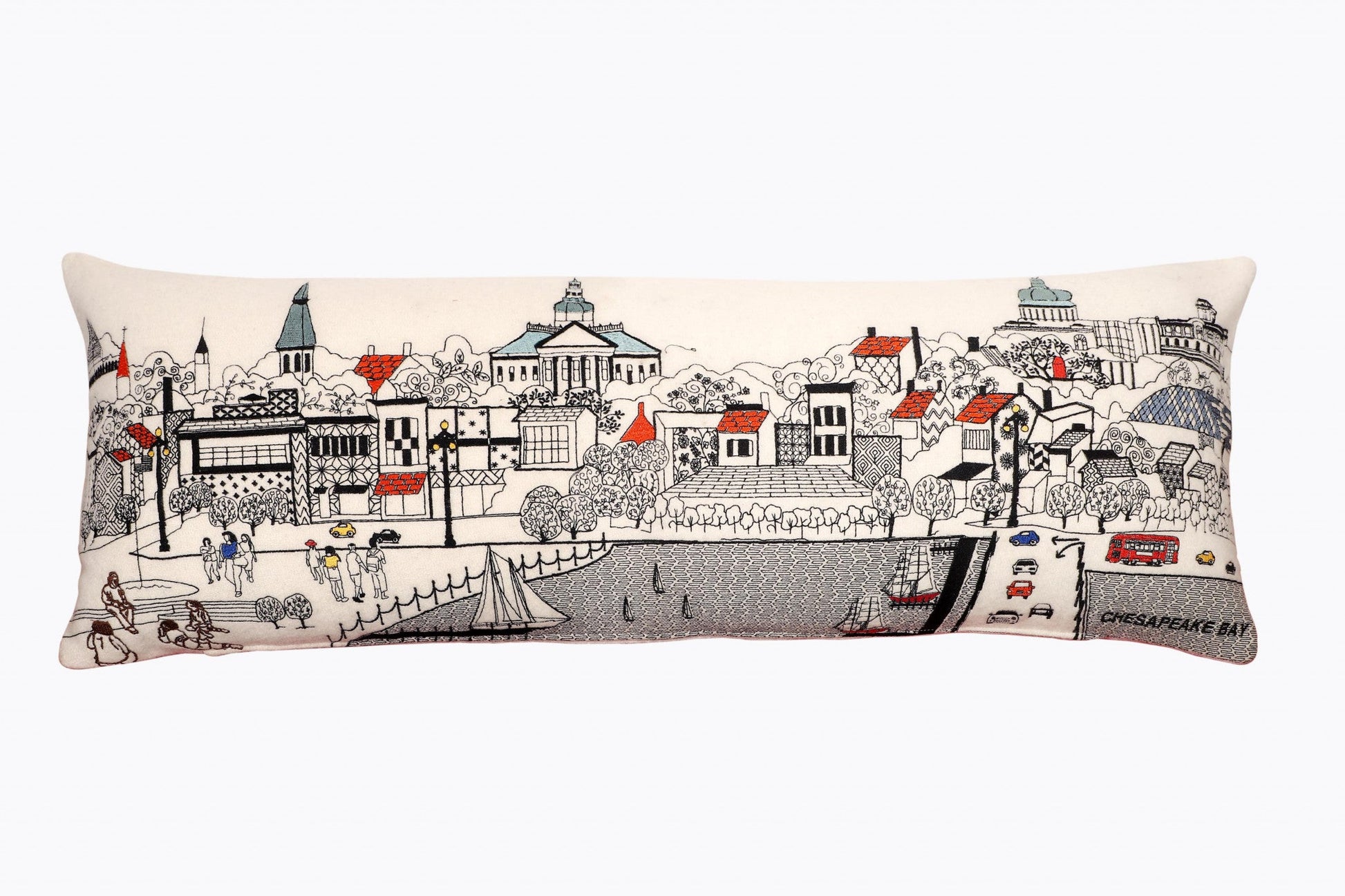 35" White Annapolis Daylight Skyline Lumbar Decorative Pillow FurniFindUSA