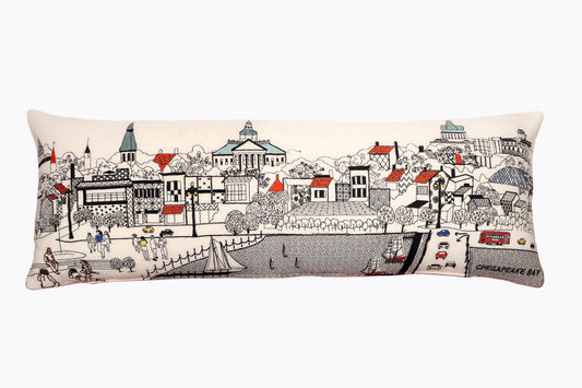 35" White Annapolis Daylight Skyline Lumbar Decorative Pillow FurniFindUSA